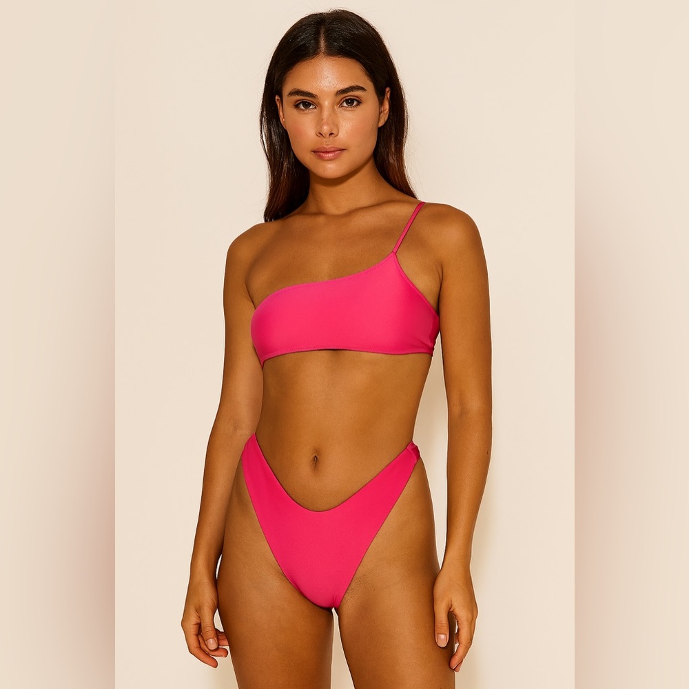 Aerie Hot Pink One Shoulder String Bikini Sz. XS/S